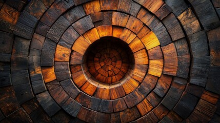 Fototapeta premium Intricate circular wood pattern highlighting warm tones and textures in a stunningly detailed design composition