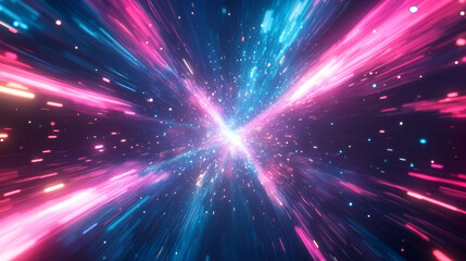 Abstract Hyperdrive Speed Motion of Stars in Space, Galaxy Exploration, and Futuristic Sci-Fi Theme with Interstellar Travel Through a Wormhole