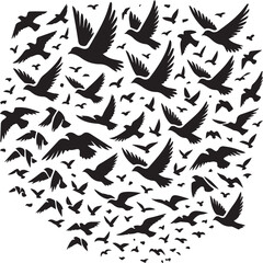 Fototapeta premium bird set silhouette vector, set of black silhouettes of animals vector illustration, bird vector illustration isolated on white and black background