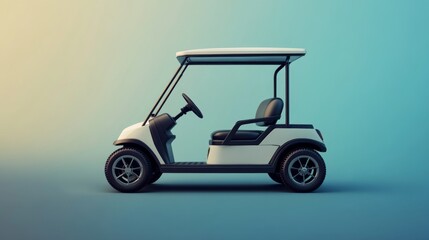 Modern 3D Stylized Golf Cart in Side View with Smooth Design