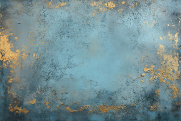 Abstract textured background with distressed blue tones and shimmering golden accents evoking a sense of aged elegance and artistic expression
