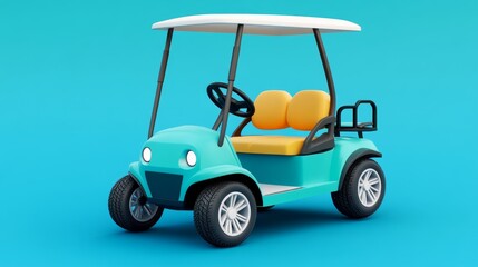 Fototapeta premium Modern 3D Rendered Golf Cart in Cartoon Style with Bright Colors