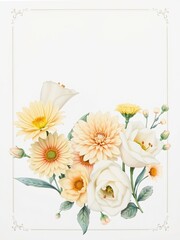 Obraz premium Elegant White and Yellow Floral Arrangement in a Chic White Frame Brightening Any Interior Space Aesthetic