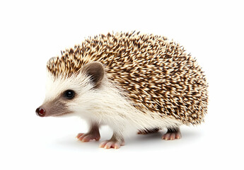 Obraz premium Adorable Hedgehog Portrait on White Background, Capturing the Charm of a Spiky Friend in High Detail, High Resolution Studio Shot High quality photo