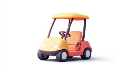 Playful Minimalist 3D Golf Cart Icon for Creative Designs