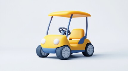 Obraz premium Playful 3D Minimalist Golf Cart Icon Design for Creative Projects