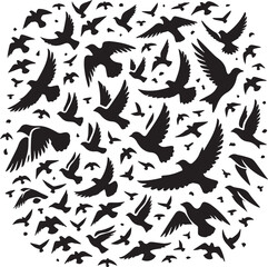 bird set silhouette vector, set of black silhouettes of animals vector illustration, bird vector illustration isolated on white and black background