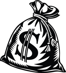 Money Bag Silhouette, Vector Design, Money Bag Icon