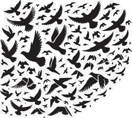 Fototapeta premium bird set silhouette vector, set of black silhouettes of animals vector illustration, bird vector illustration isolated on white and black background
