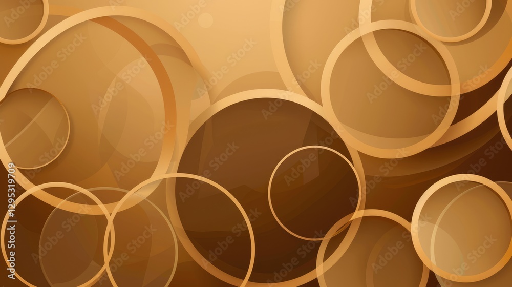 Poster abstract golden rings on a swirling background. 3d design with circular shapes and fluid texture. di