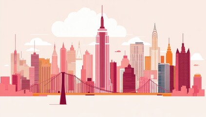 Fototapeta premium Colorful New York City Skyline
