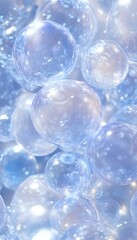 Collection of ethereal translucent spheres with brilliant reflective light