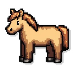 Obraz premium Adorable Pixel Art Horse: A charming, digital sticker of a friendly horse.