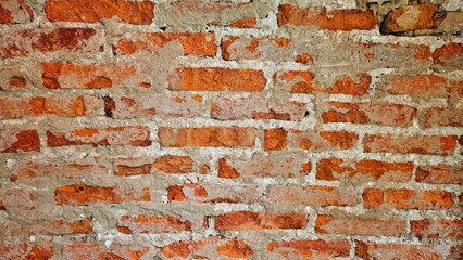 Naklejka premium Old cement and brick wall background for decoration on rustic, old school, vinatge and architecture concept.