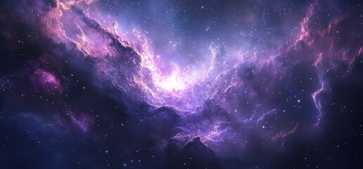 Fototapeta premium Magnificent View of the Universe with Stars and Nebulae in Purple Tones