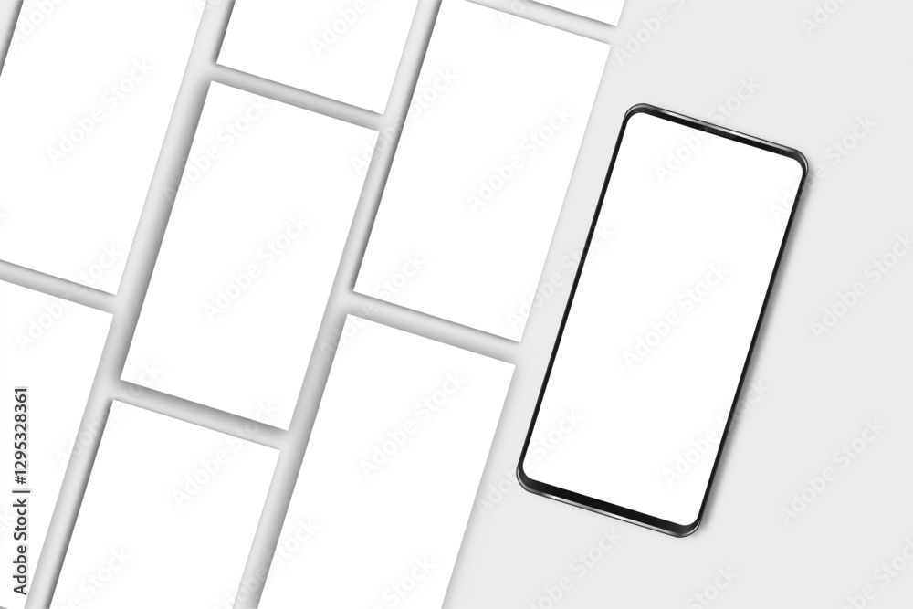 Canvas Prints smartphone mockup with social media stories interface mockup. mobile app page template design for us