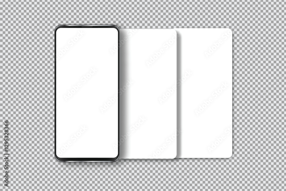 Poster smartphone mockup with social media stories interface mockup. mobile app page template design for us