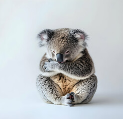 Obraz premium Captivating Portrait of an Adorable Koala Posing in Studio, Displaying its Unique Charm and Vulnerability, Emphasizing Conservation Awareness and Capturing Hearts