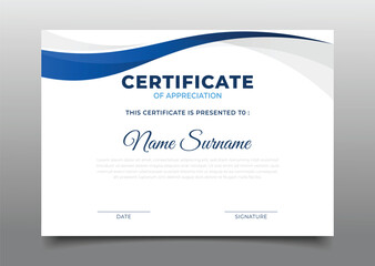 modern blue business certificate template geometric wavy design