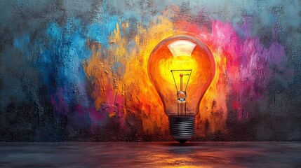 Colorful business idea sketch on concrete wall: vibrant creative strategy, innovative vision, and bold entrepreneurial concepts for modern marketing and business success