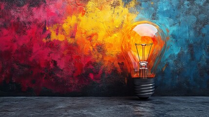 Colorful business idea sketch on concrete wall: vibrant creative strategy, innovative vision, and bold entrepreneurial concepts for modern marketing and business success