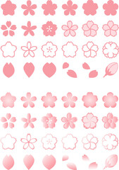 春の桜のアイコン素材集（着色2種類）