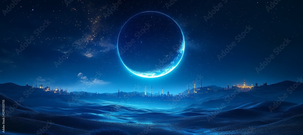 Canvas Prints blue crescent moon. generative ai technology.