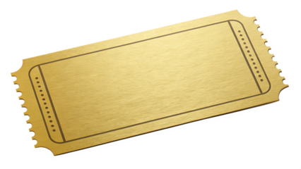 Golden VIP Ticket with Blank Space Isolated on White Background as Transparent. PNG. AI GENERATED