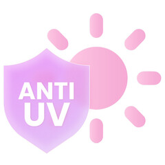 Anti UV Protection SPF Glassmorphism PopUp Jelly Pink Purple UI Icon Sign and Symbol Design Illustrator Png Svg