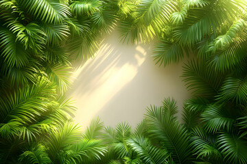 Fototapeta premium Lush Tropical Palm Leaves Background 3D