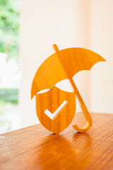 Umbrella and Shield protect, Security protection and health insurance. The concept of family home,...