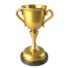 3d winner golden trophy cup isolated on transparent background.