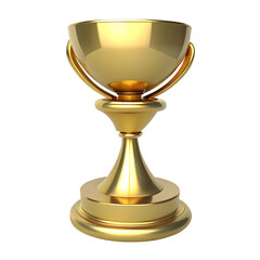 3d winner golden trophy cup isolated on transparent background.