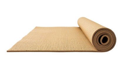 Rolled-up yoga mat on transparent background: perfect for fitness and relaxation