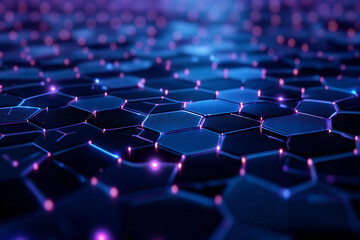Obraz premium 近未来の輝く六角形ネットワークとデジタル空間
