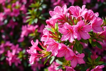 lush pink azalea flowers in full bloom during springtime