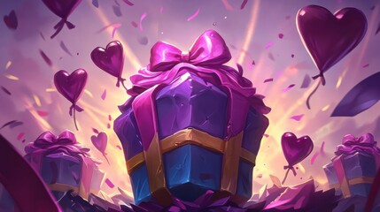 Colorful Celebration Gift with Glowing Effects