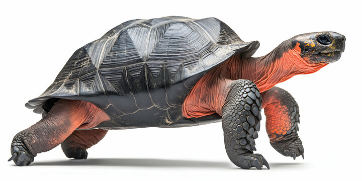 Detailed Portrait of a Red-Footed Tortoise, Exploring the Intricate Textures and Unique Anatomy of This Fascinating Reptile in High Resolution