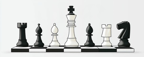 Entrepreneurship requires risk and adaptation. Chess pieces arranged on a board in a minimalist style.