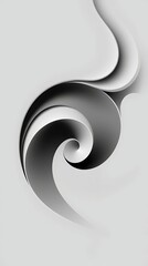 A Monochromatic Abstract Composition Featuring Swirling, Organic Forms In Shades Of Gray, Rendered In A Minimalist Style With Subtle Textural Variations, Emphasizing Smooth Transitio.