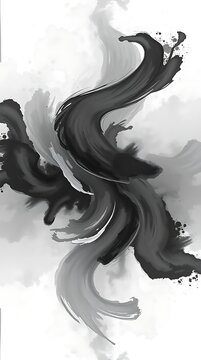 A Monochromatic Abstract Composition Featuring Swirling, Grayscale Forms, Rendered In A Painterly Style With Visible Brushstrokes, Evoking A Sense Of Movement And Energy, Framed Tigh.