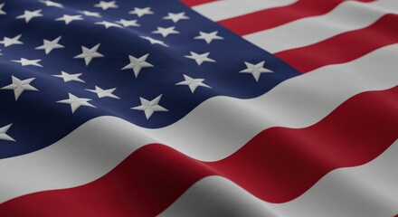 Obraz premium Close-up of American flag with vibrant red, white, and blue fabric rippling in the breeze