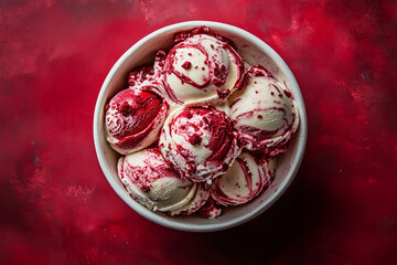 Bowl of Red Velvet Cake Ice Cream.