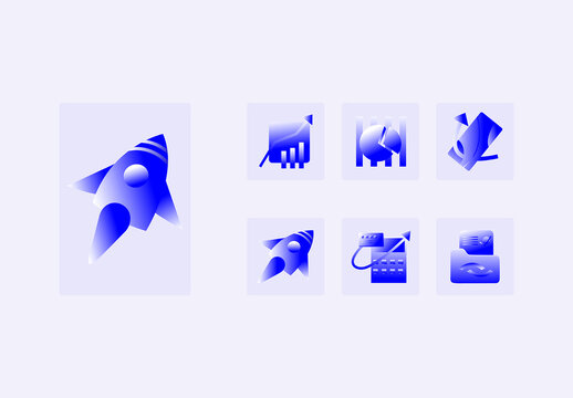 Fintech Icon Collection Glassmorphism