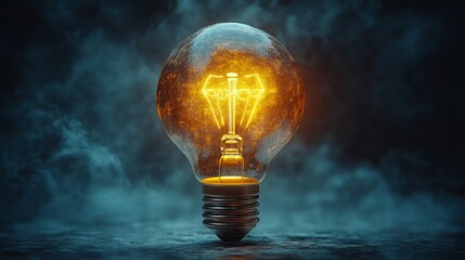 Illuminated light bulb with digital connection: creative idea and innovative solution concept for smart technology integration, digital transformation, and visionary business strategies