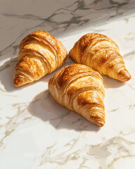 Freshly Baked Croissants with Golden, Flaky Layers