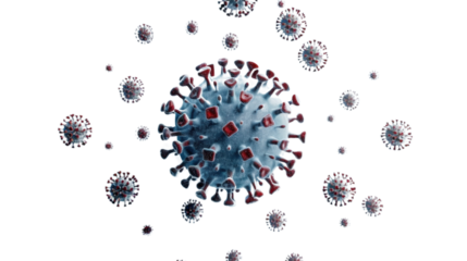 Coronavirus cells floating on transparent background representing pandemic