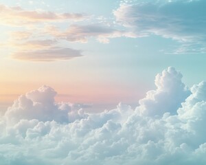 Pastel sunset cloudscape, aerial view