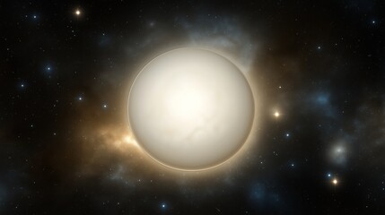 Realistic nebula surrounded by stars and cosmic dust in a deep space background