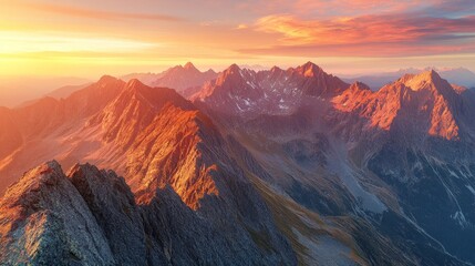 Naklejka premium Panoramic photo of the Mountains at sunrise.